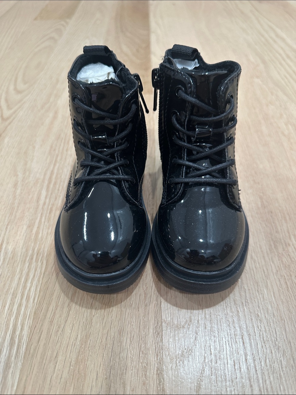 H&M Black Patent Lace-Up Kids Ankle Boots